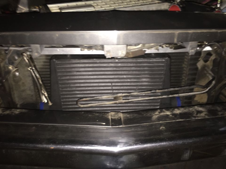 Intercooler hiding where the AC condenser used to live.