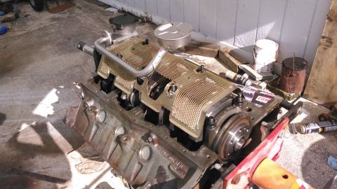 1996 Ford Bronco - oil pump, pickup and windage tray installed