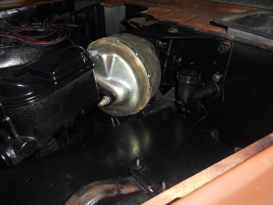 Brake booster and master cylinder assembly, likely from a classic vehicle
