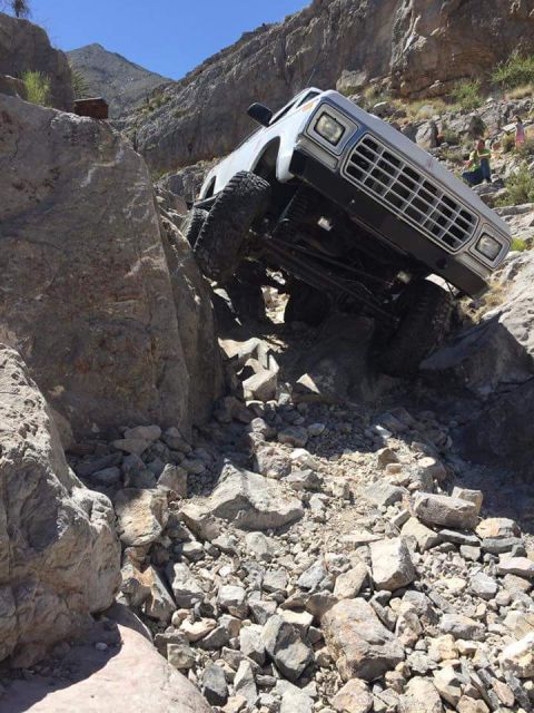 1979 Ford Bronco - This 1979 Ford Bronco is tackling a challenging rocky off-road course.