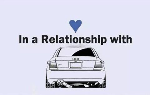 2001 Audi S4 - This graphic shows the rear of an Audi sedan with a heart and text indicating a relationship.