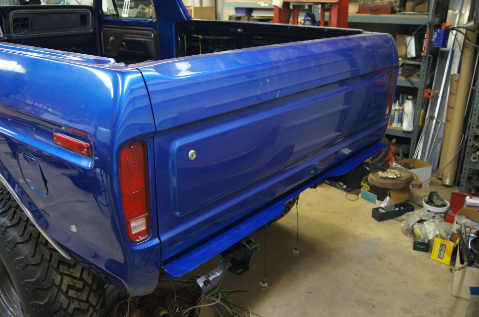 Rear valence and bumper brackets ready for a bumper.