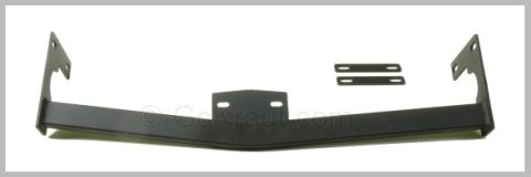 1983 Volkswagen Rabbit - A black metal crossmember and associated mounting hardware are displayed against a white background.