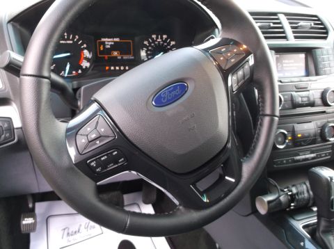2016 Ford Explorer - The interior of a 2016 Ford Explorer shows the steering wheel, dashboard, and center console.