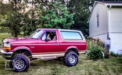 1995 Ford Bronco - Pulled up what was left of an old tree we had cut back.