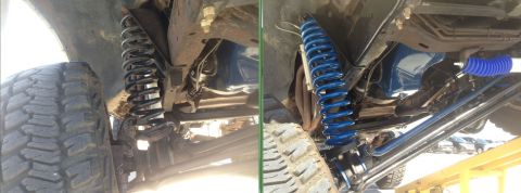 1979 Ford Bronco - Comparison of stock vs. aftermarket suspension components for a vehicle.
