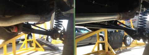 1979 Ford Bronco - Undercarriage view shows suspension components and exhaust system, with a watermark for Supermotors.net.