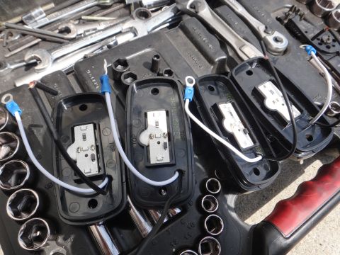 1995 Chevrolet P30 1 Ton - Step Van - Vehicle lights and assorted tools are arranged on a toolbox.