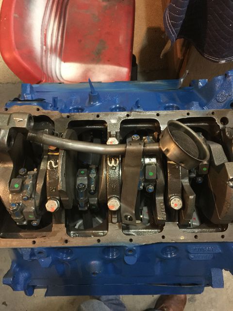 1978 Ford Bronco - Close-up view of an engine block's internal components, including the crankshaft and connecting rods.