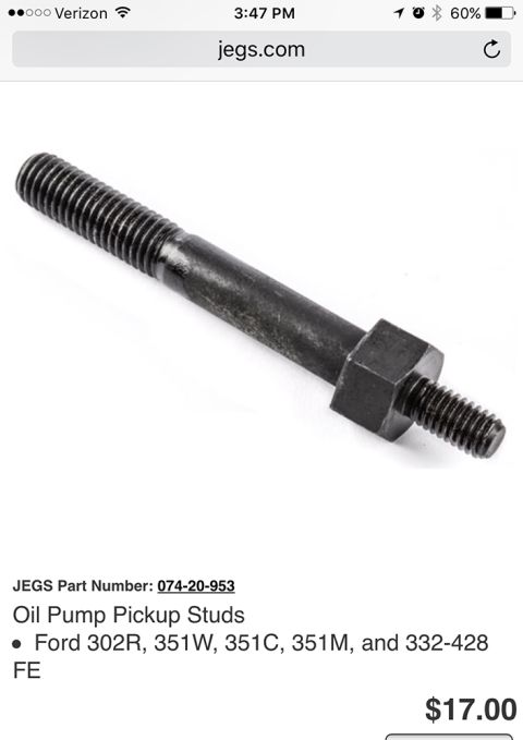 1978 Ford Bronco - This JEGS oil pump pickup stud is designed for various Ford FE engines.