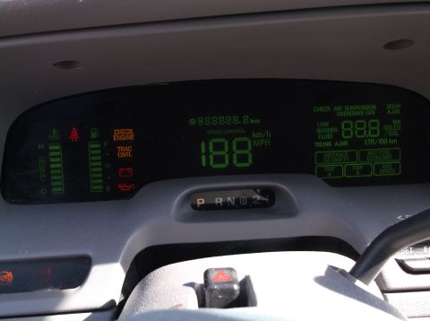2001 Mercury Grand Marquis - Dashboard of a 2001 Mercury Grand Marquis displays speed, fuel, and other vehicle information.