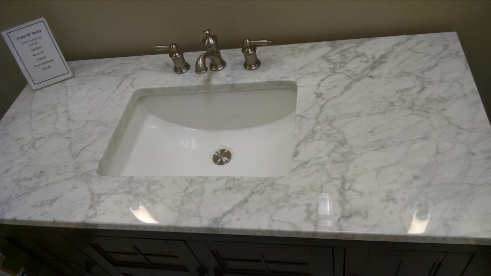 Vanity sinks will probably be trench style; white in the master, and biscuit in the guests.