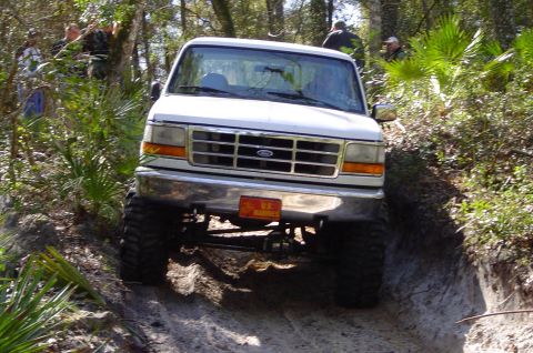 1993 Ford Bronco - This 1993 Ford Bronco navigates a challenging off-road trail.