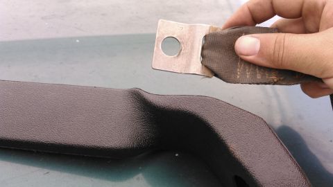 1990 Ford F-250 - the hardest part is getting the square metal through that folded section. we will need to grind the corners down to make it more round