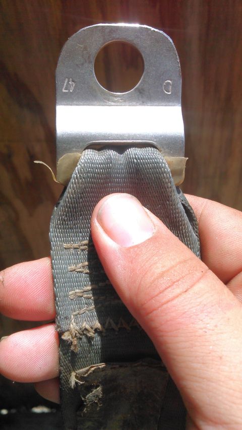 1990 Ford F-250 - metal tab after grinding the corners off