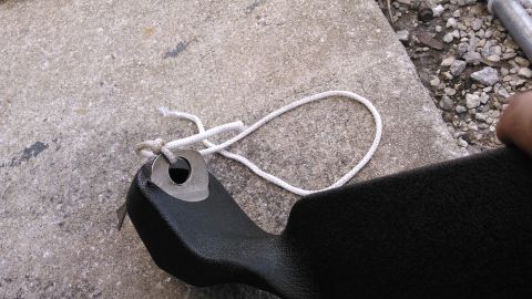 1990 Ford F-250 - got it through. untie the knot and put tab back inside