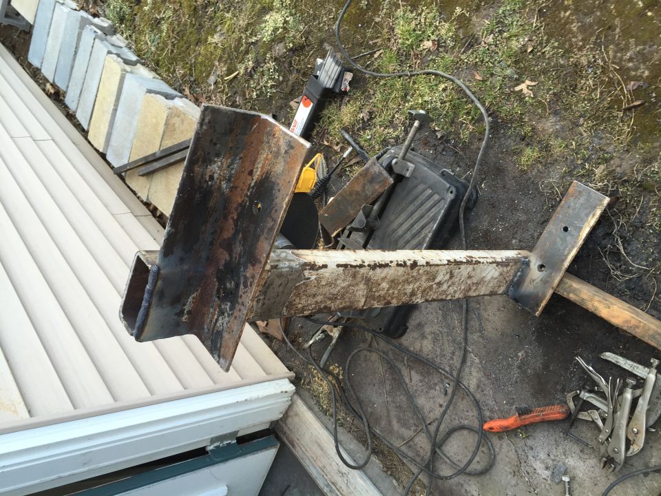 crossmember with both frame support angles welded on.