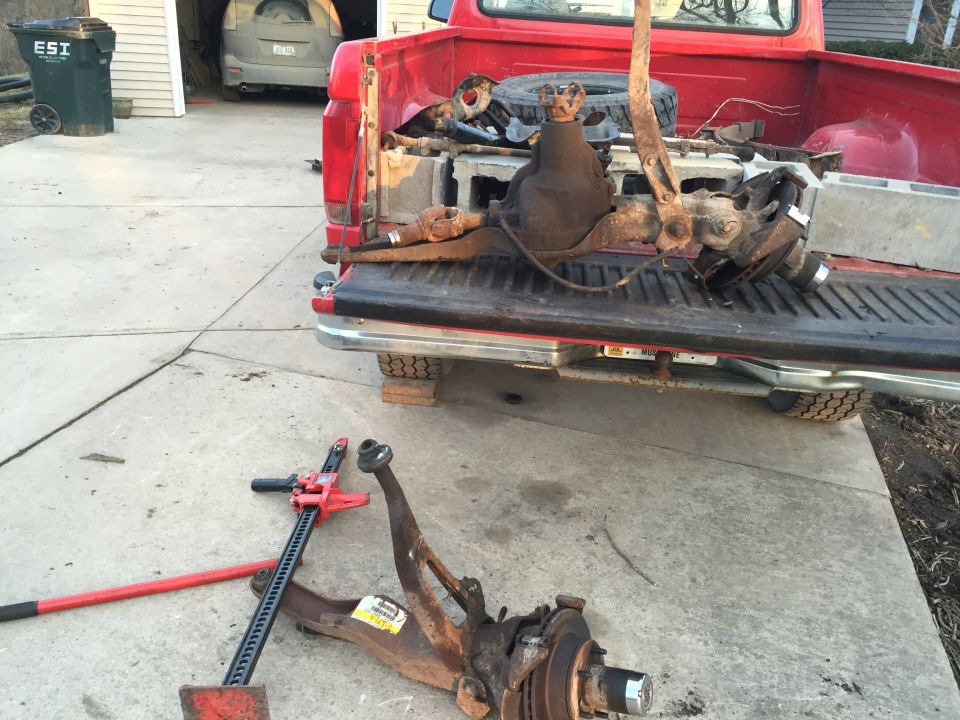I was able to get both sections of the old TTB into the bed of the truck, alone,  by sheer determination and the help of a hi-lift jack.