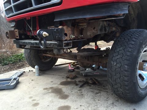 1996 Ford F-150 - Painted crossmember, springs installed, under the truck