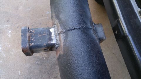 1978 Ford Bronco - Close-up of a welded metal hitch receiver, indicating a part rather than a specific vehicle model year.
