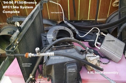 1983 Ford Bronco - '94-96 F150 & Bronco HFC134a System Not shown: hood latch support, condenser flaps, evaporator heat shield. [url=https://www.supermotors.ne…