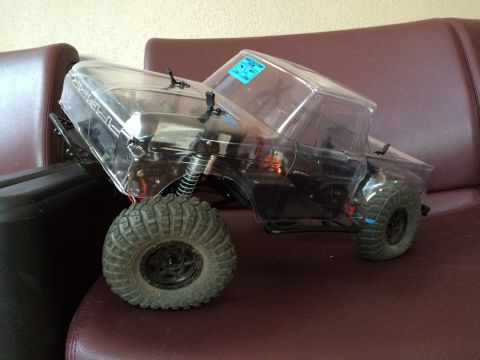 1989 Ford Bronco - This is a remote-controlled rock crawler truck with a clear, unpainted body.