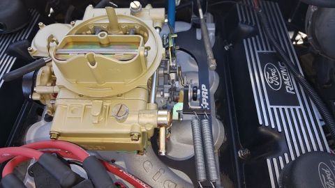 1978 Ford Bronco - Engine bay detail showing a carburetor and Ford Racing valve cover.