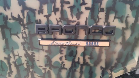 1991 Ford Bronco - The Bronco nameplate and Eddie Bauer trim are visible on the rear of the vehicle.