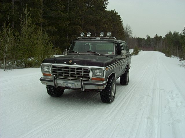 1978 Ford Bronco on a snowy road