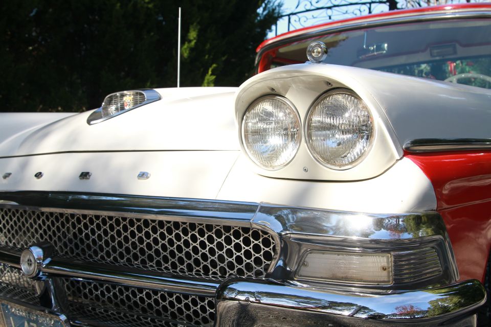 1958 Ford Ranchero front end with dual headlights and chrome grille