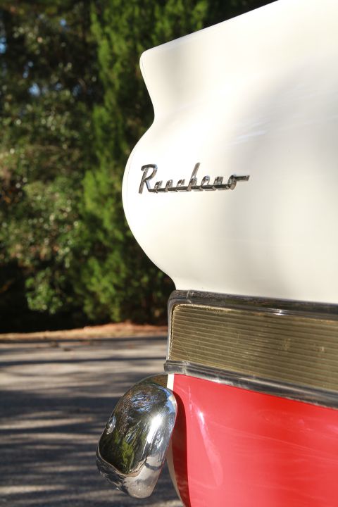 1958 Ford Ranchero - Close-up of the rear of a 1958 Ford Ranchero, showing the 'Ranchero' badging.