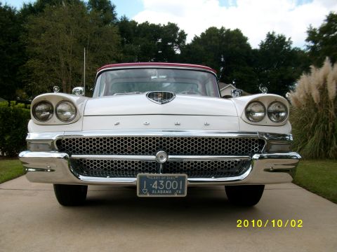 1958 Ford Ranchero - The distinctive grille and dual headlights identify this classic Ford from the front.