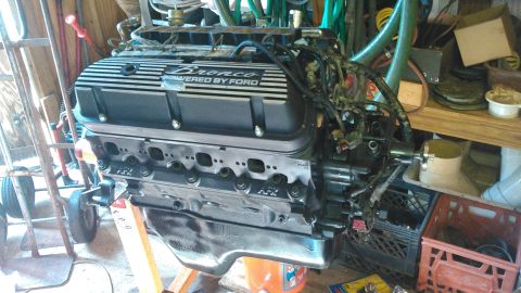 1996 Ford Bronco - installed waterpump, and started swapping the old EFI from the original engine over. painted the engine black to match the valve covers and…