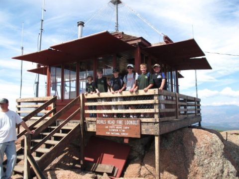 1996 Ford Bronco - Devils Head Fire Lookout tower offers panoramic views from its elevated position.