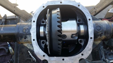 1992 Ford Bronco - Close-up view of a vehicle's differential assembly, showing the ring gear and spider gears.