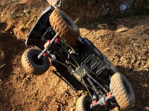 1989 Ford Bronco - This remote control vehicle is stuck on a dirt trail.