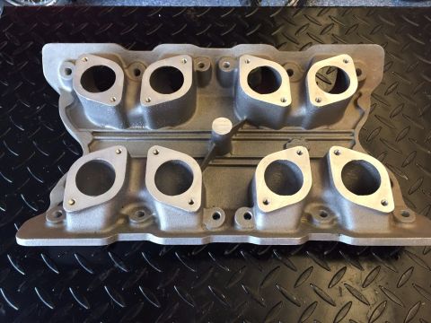 1972 Ford Ranchero - Aluminum intake manifold with eight ports, likely for a V8 engine.