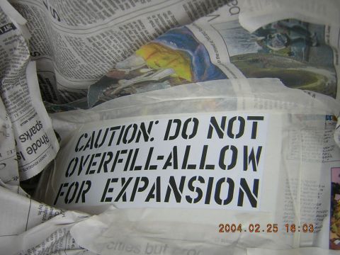 1984 Chevrolet Blazer - Packing material with a caution label is visible in this close-up shot.