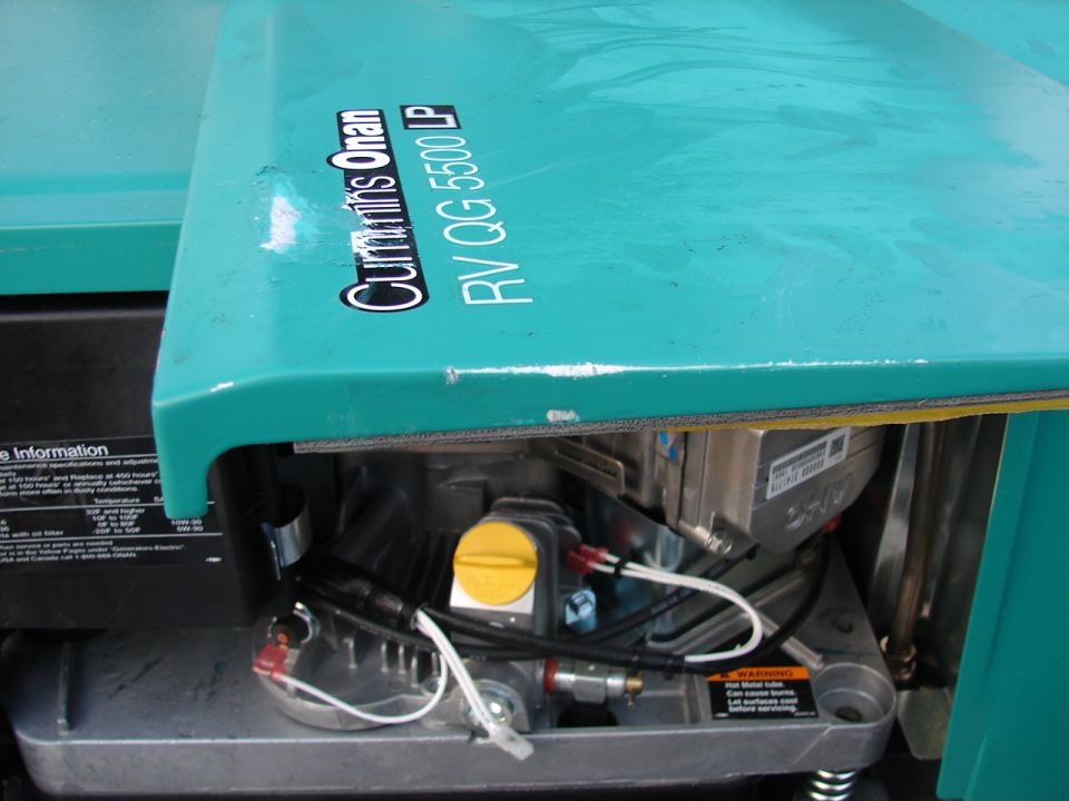 Cummins Onan RV QG 5500 LP generator engine compartment