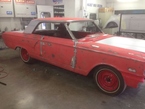 1964 Ford Fairlane - This 1964 Ford Fairlane coupe is in a body shop, ready for paintwork.