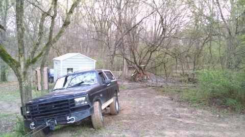 1983 Ford Bronco - Greg has been whining about this tree near his shed for a few years, so he was trying to pull it down with his Dodge's 12K (yeah, right) wi…
