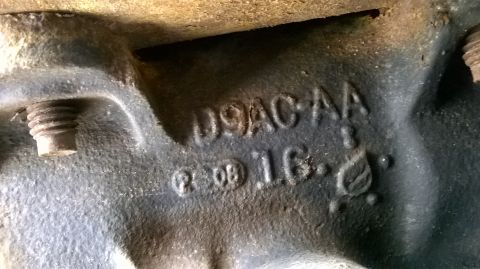 1996 Ford F-150 - Close-up of engine casting numbers, possibly indicating part origin or manufacturing date.
