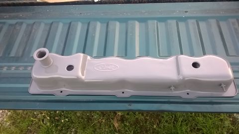 1996 Ford F-150 - Blasted and painted Ford Gray valve cover with VHT Engine Enamel