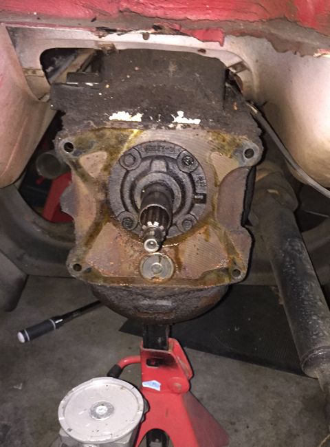 1978 Ford Bronco - Transfer case component, likely from a 4x4 vehicle, undergoing maintenance or repair.