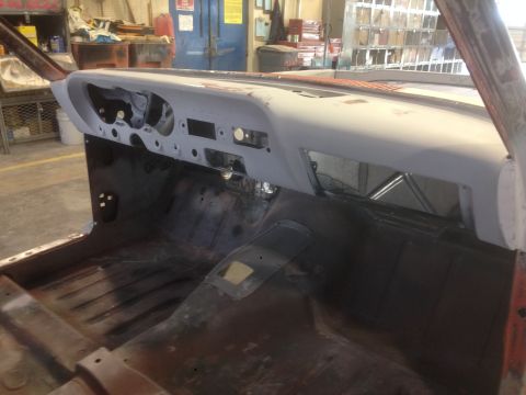 1964 Ford Fairlane - The interior dashboard of a 1964 Ford Fairlane is shown, prepped for paint.