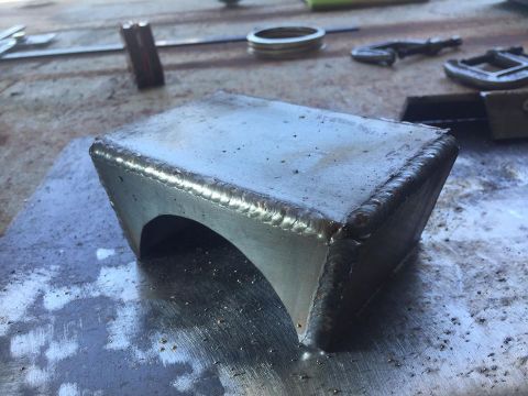1979 Ford Bronco - This is a custom-welded metal bracket, likely for automotive or fabrication use.
