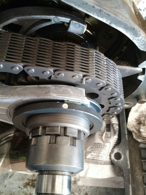 1992 Ford Bronco - This is a close-up view of the internal components of a transfer case, likely during a repair or rebuild.