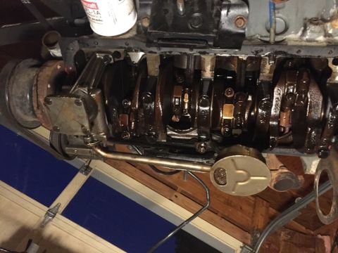 1989 Ford Bronco - here's a picture of the bottom end of the old engine. i took the oil pan off so i could reuse it on the new engine. there are 2 reasons for…