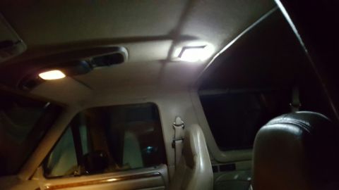 1996 Ford Bronco - Interior view showing upgraded LED lighting in the cabin ceiling.