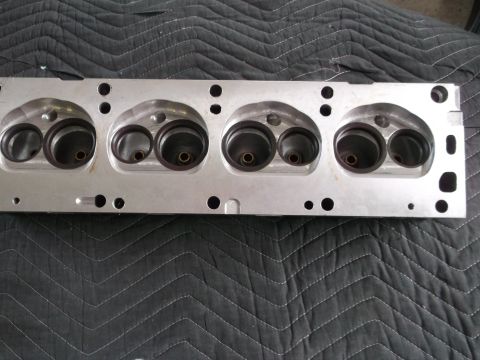 1971 Ford Ranchero - This is a close-up view of an engine's cylinder head, showing the intake and exhaust ports.